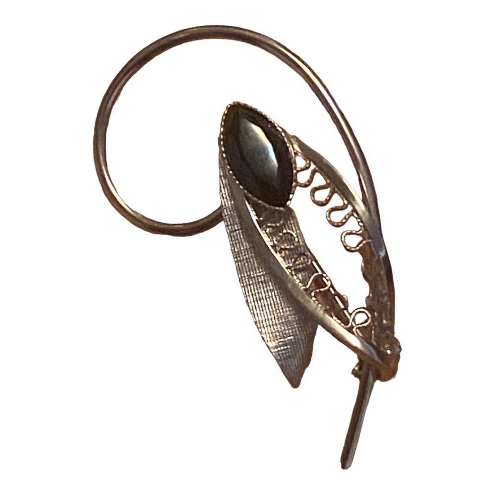 Vintage AMSEL MCM sterling silver “black Diamond” hematite pin/broach